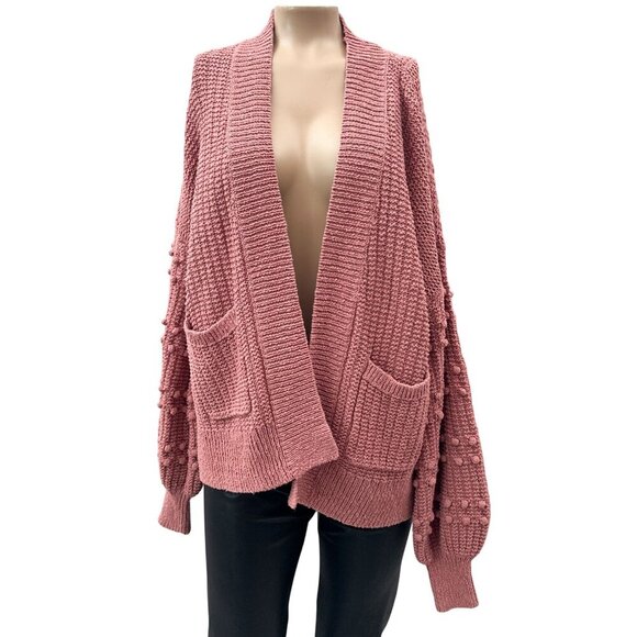 Madewell Bobble Open Front Pocket Cardigan Sweater Dusty Rose Pink Women XS - Picture 2 of 12